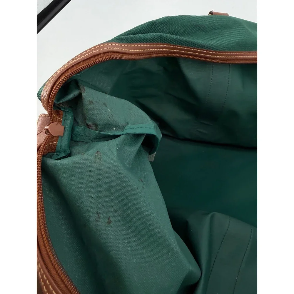 Polo Ralph Lauren Fragrances Green Canvas Duffel Bag Weekender Brown Trim Mens